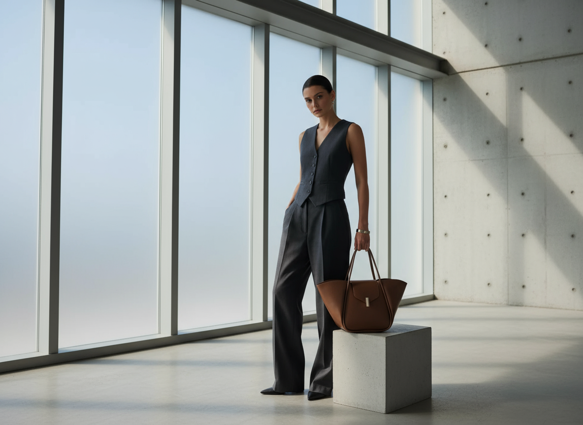 Fotografia editorial com saco de couro